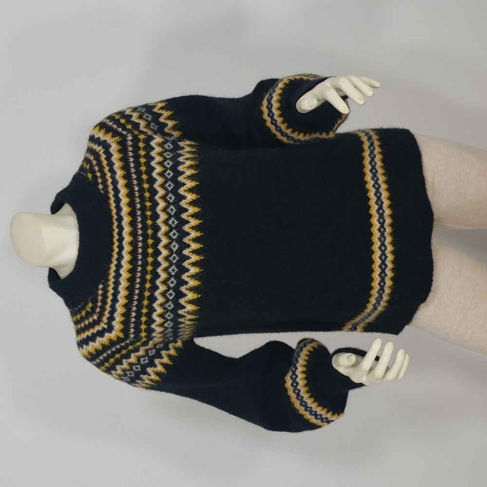 JUST FEMALE SVAN KNIT FAIR ISLE WOOL ALPACA BLEND BALLOON LONG SLEEVE SWEATER M